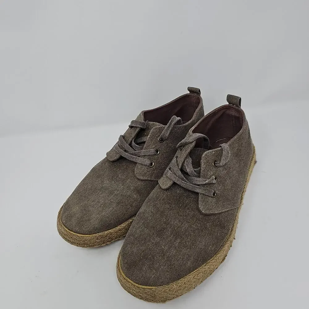 Lamo Mens Brown Canvas Chukka Espadrille Lace Up Shoes Size‎ 10 Coastal Casual